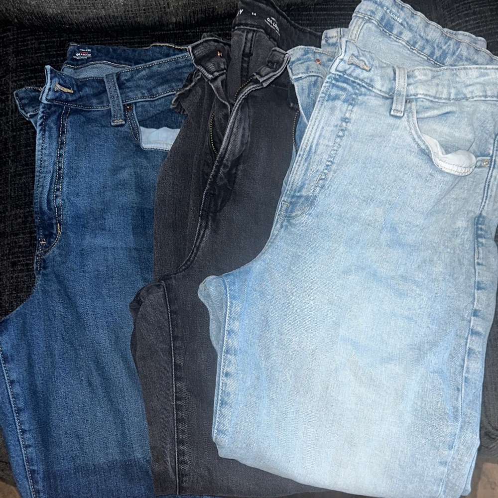 Old Navy Women's High Rise Jeans - Blue, Black, Light Blue-OG Loose